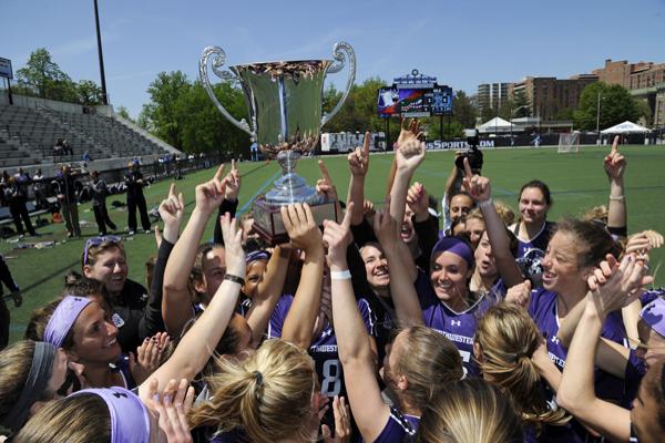 No. 2 seed Northwestern celebrates after beating No. 1 seed Florida in the ALC Championship game Sunday in Baltimore. This is NU's sixth time winning the ALC tournament in it's seven years of existence.
