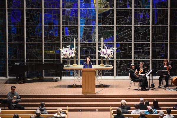 Diane Foley speaks at James Foley's memorial service Thursday at Alice Millar Chapel. Diane Foley thanked the Northwestern community for its support during her son's captivity and after his death.