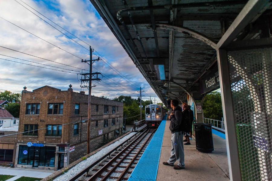 A train arrives at the Foster Street CTA station. The Evanston Police Department will increase patrol officers at eight mass transit stations, including the Foster Street stop.