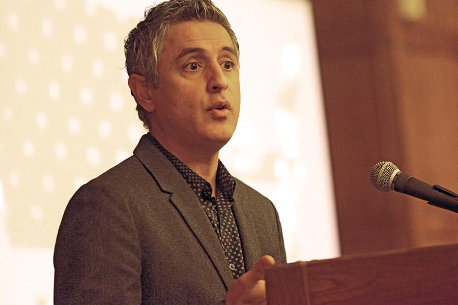 Author Reza Aslan speaks in Lutkin Hall at an event hosted Thursday by the Muslim-cultural Students Association for Discover Islam Week. Aslan discussed Islamophobia and its current rise in the mainstream.