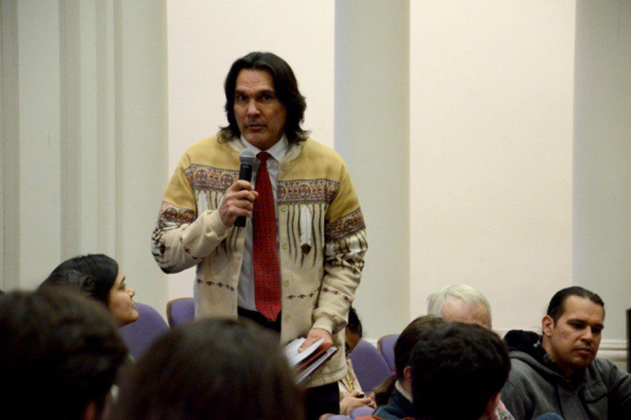 Andrew Johnson, executive director of the American Indian Center of Chicago, speaks at the Native and Indigenous Northwestern Community Forum in 2014. The new Native American and Indigenous Studies Center at Northwestern will collaborate with organizations that serve Native American and indigenous communities in the region.