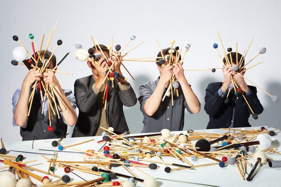 Northwestern alumni (left to right) David Skidmore (Bienen ‘05), Peter Martin (Bienen G‘04, G‘11), Robert Dillon (Bienen ‘02) and Sean Connors (Bienen G‘06) are a part of Third Coast Percussion, a classical percussion ensemble. Third Coast is nominated for a 2017 Grammy Award in the Best Chamber Music/Small Ensemble Performance category. 