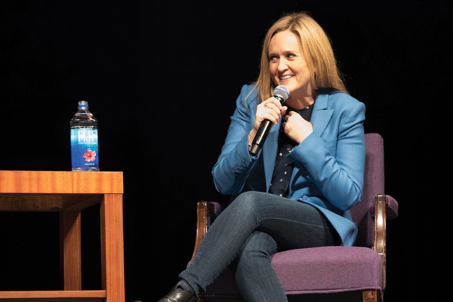 Samantha Bee discusses the role of comedy and other forms of resistance in the age of Trump. The event, hosted Tuesday in Cahn Auditorium, was organized by A&O Productions, College Democrats and One Book One Northwestern.