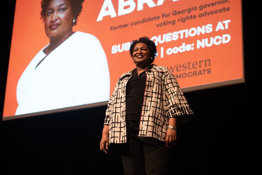 Stacey Abrams speaks at Cahn Auditorium. Abrams discussed the importance of the 2020 Census and her plan for free and fair elections.