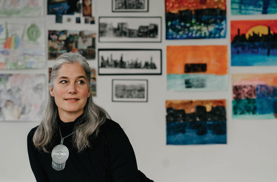 Lisa Degliantoni at One River School Evanston. As executive director of Evanston Made, Degliantoni said the organization has tried to shine a spotlight on the city’s vibrant arts scene, and her core mission is to engage local artists with the public.
