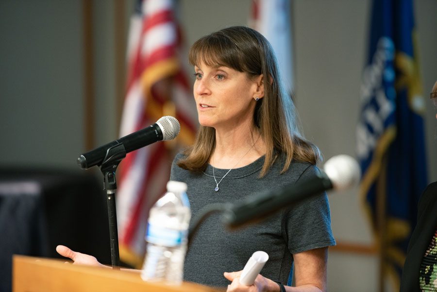 State Sen. Laura Fine (D-Glenview) speaks at Evanston Public Library in April 2019. Fine chief co-sponsored a bill that would cap out-of-pocket insulin costs.