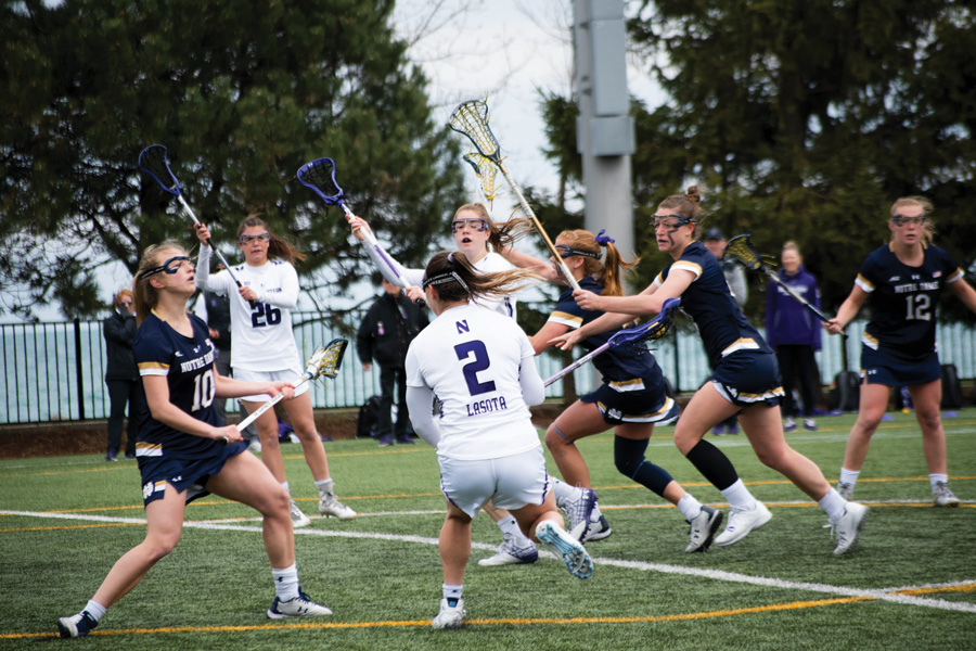 Izzy Scane handles the ball. The sophomore is Northwestern’s top returning player this season.

