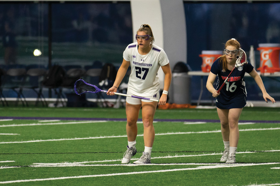 Izzy Scane stares across the field. The sophomore attacker scored 10 points in her two games this weekend.