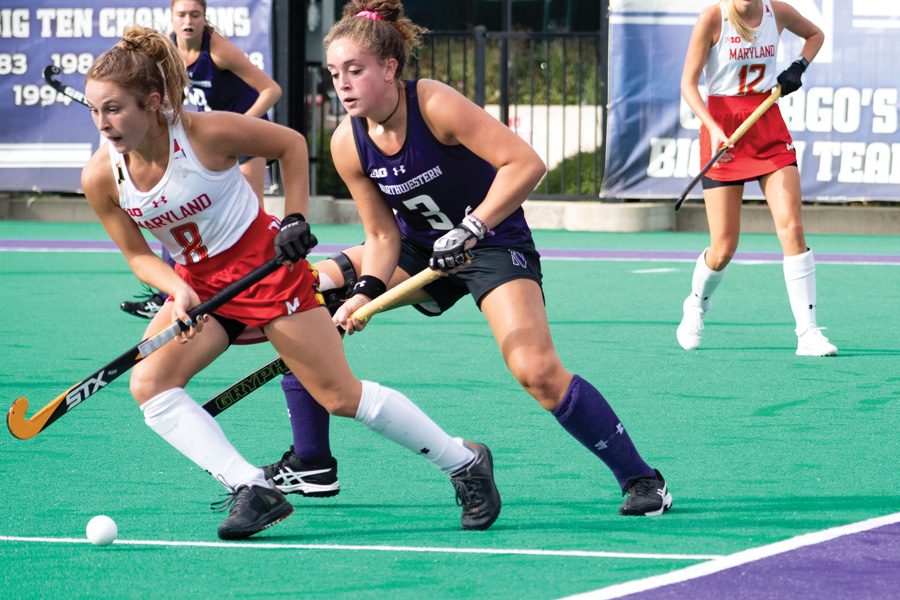 Bente Baekers plays defense. The sophomore forward was last year’s Big Ten Freshman of the Year.