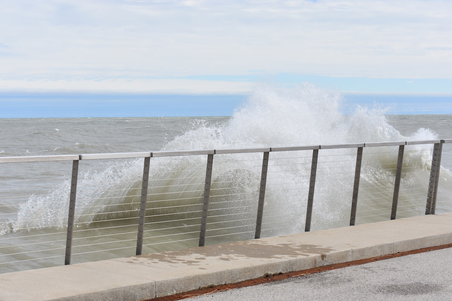 Lake Michigan in November. According to Stefanie Levine, Lake Michigan’s water levels have risen six feet in the past three years and are near historic highs. 