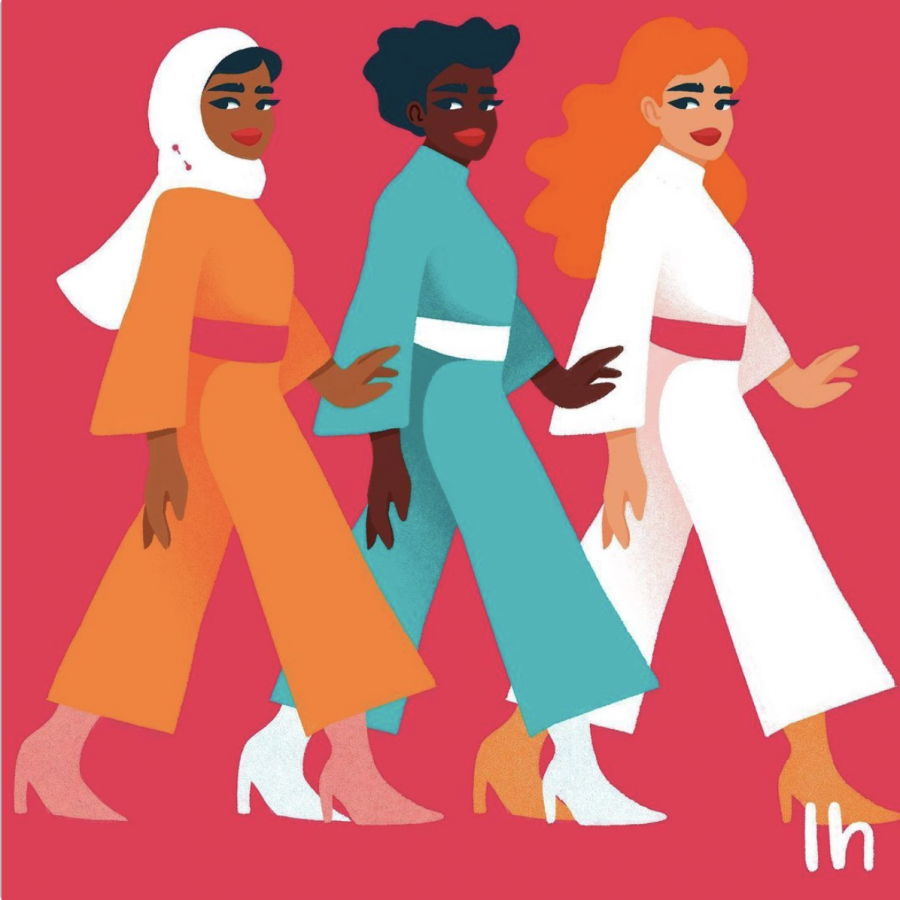 “STRUT,” a design by Lo Harris. Harris incorporates bright colors into her design to emulate messages of positivity and female empowerment.
