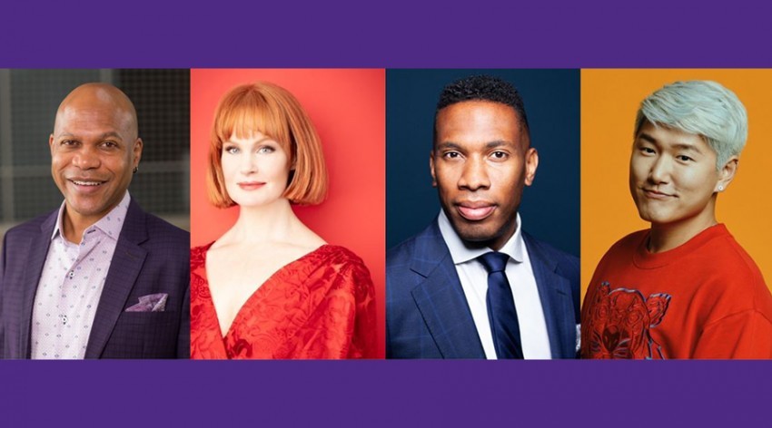 (Pictured left to right) School of Communication Dean E. Patrick Johnson, actress/singer Kate Baldwin, conductor Roderick Cox and opera singer Kangmin Justin Kim.