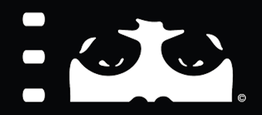 Black and white illustration of a face next to a film strip