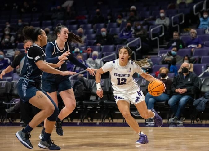 Veronica Burton dribbles.