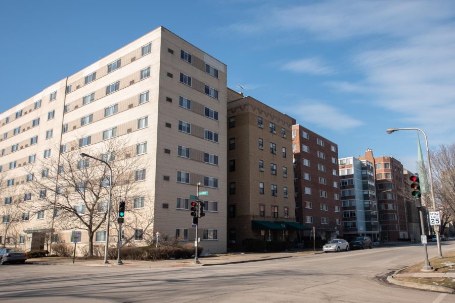 A tan residential building