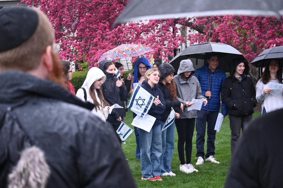 Students, community members gather to sing Hebrew songs.