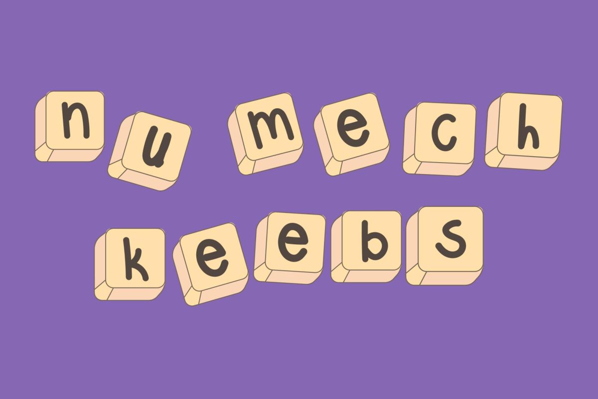 An illustration of keycaps spelling “NU Mech Keebs.”