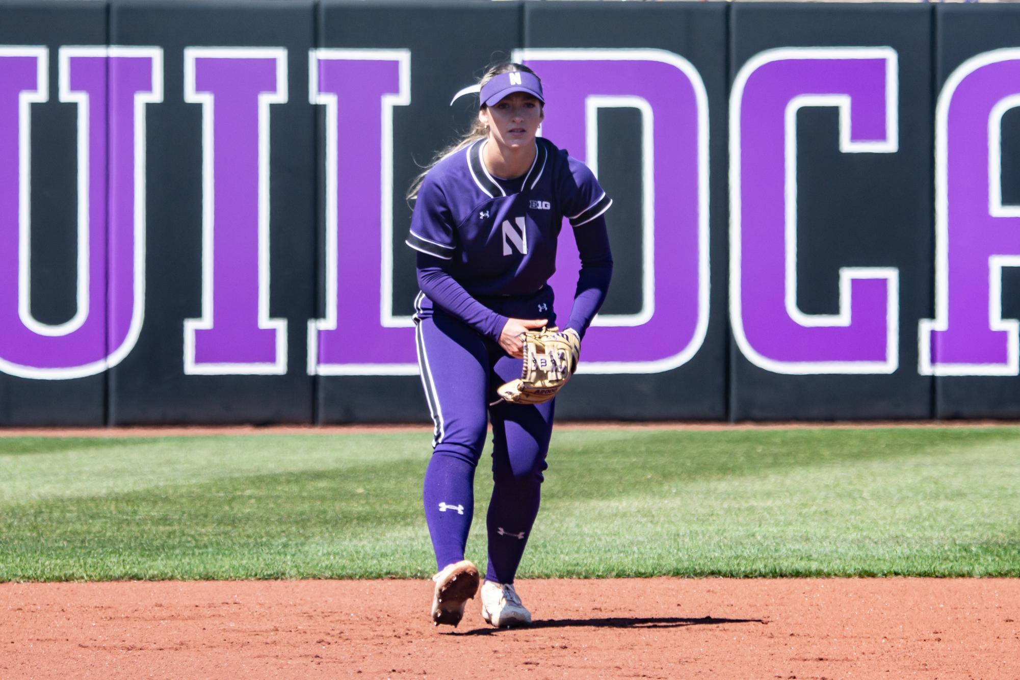Sophomore shortstop Bridget Donahey prepares to field a ball.