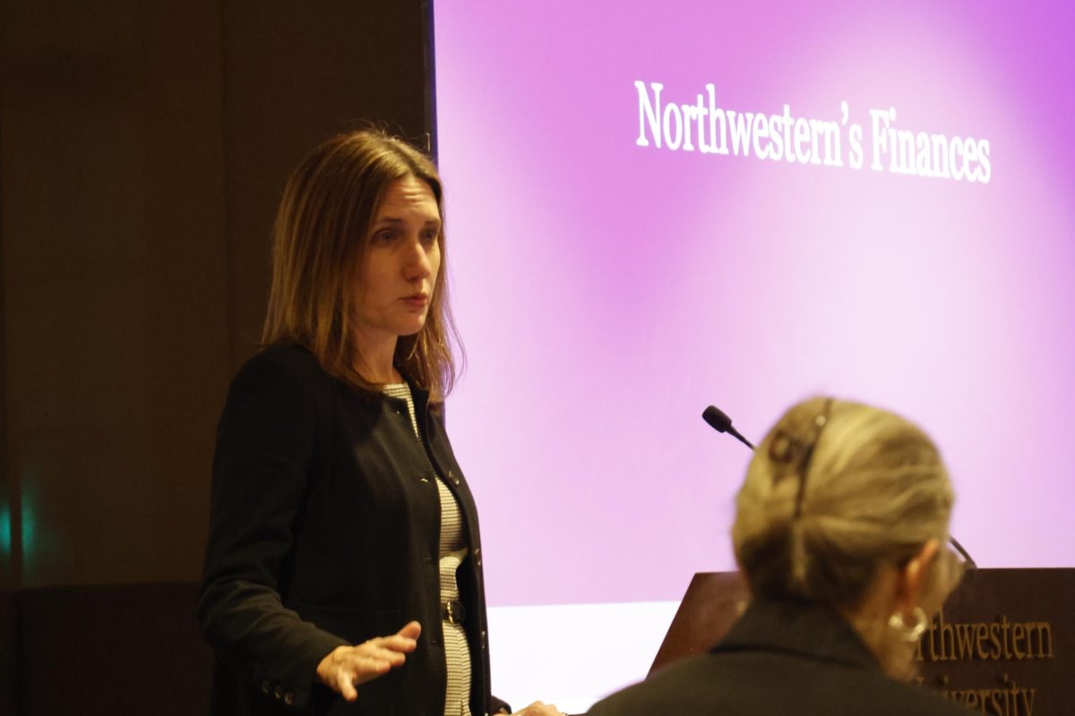 Vice President and Chief Financial Officer Amanda Distel updates the Faculty Senate in their first meeting of the year. 