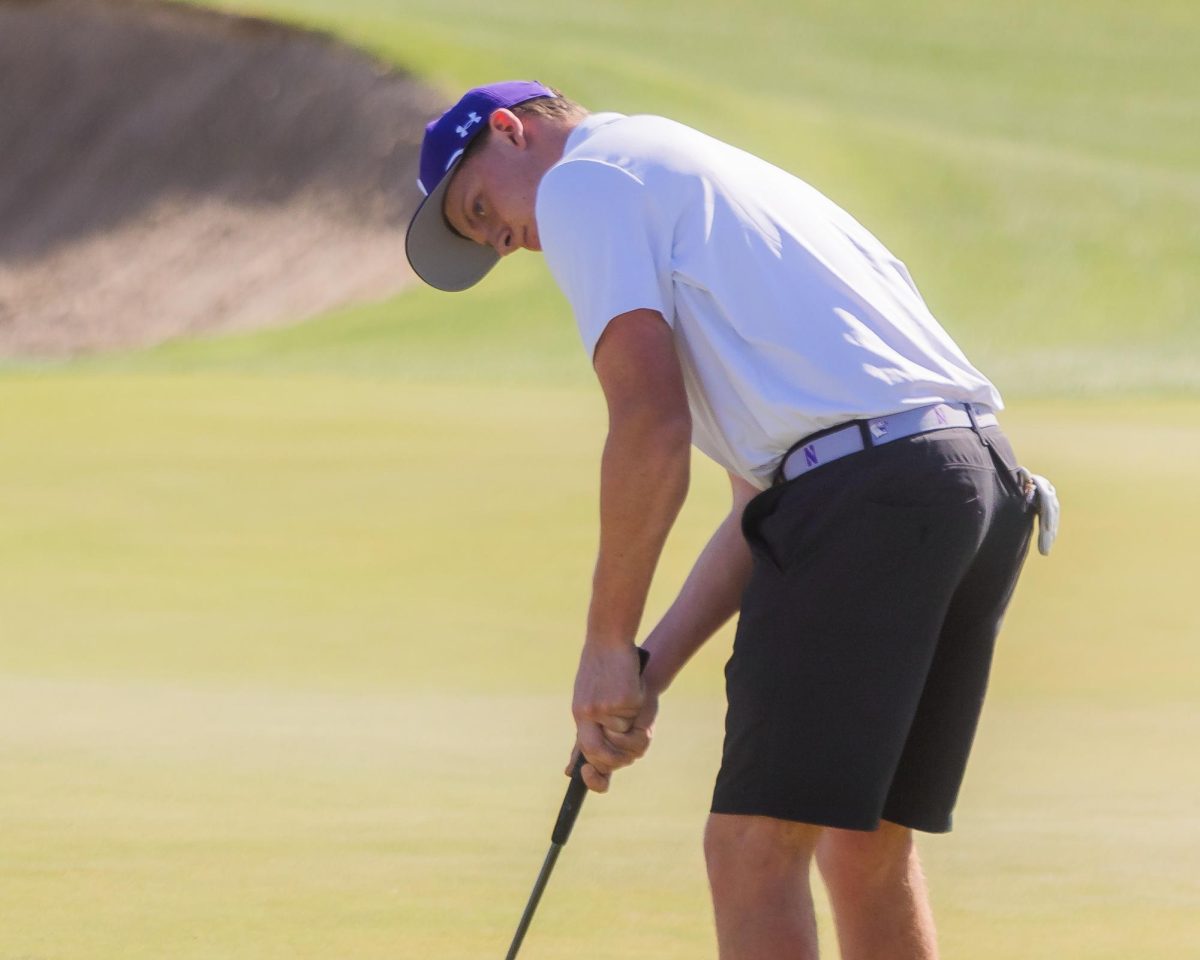 Sophomore Niall Shiels-Donegan attempts a putt at The Prestige at PGA West. Shiels-Donegan scored a team-high and career-high seventh-place tie at the event. 