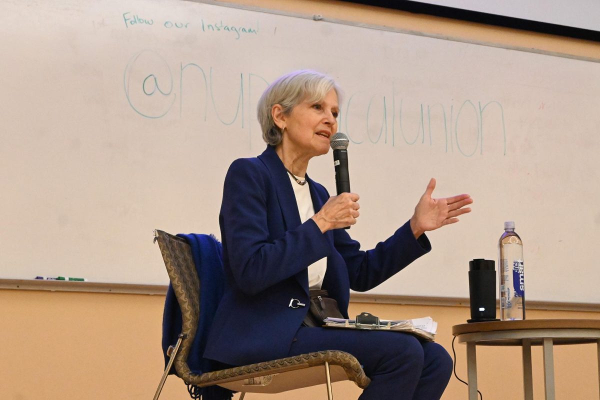 Jill Stein spoke to students about political corruption and U.S. foreign policy at Lutkin Hall.