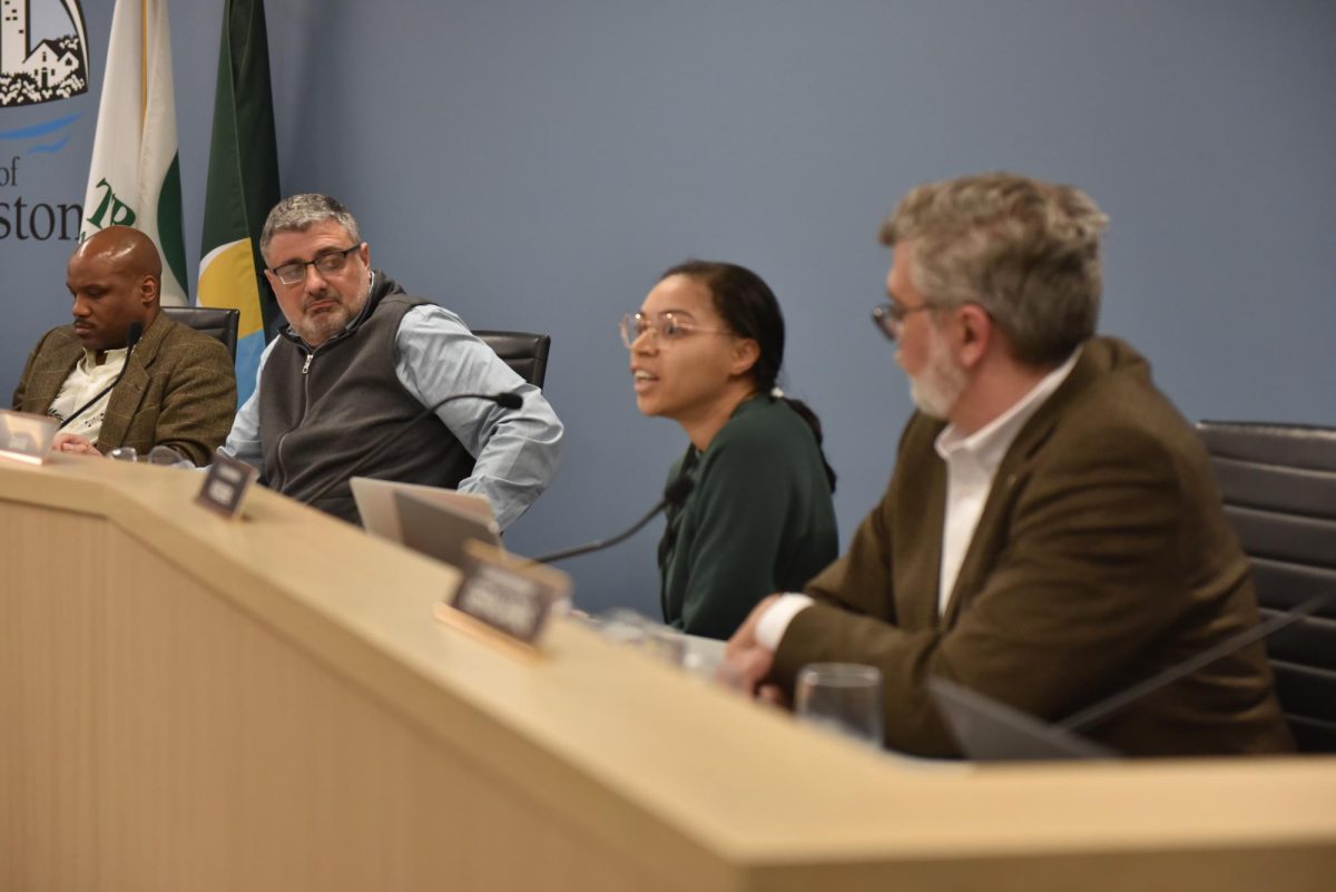 Aldermen speak at the city council meeting.