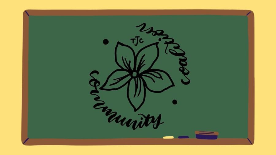 Illustration of the Jasmine Collective logo on a chalkboard.