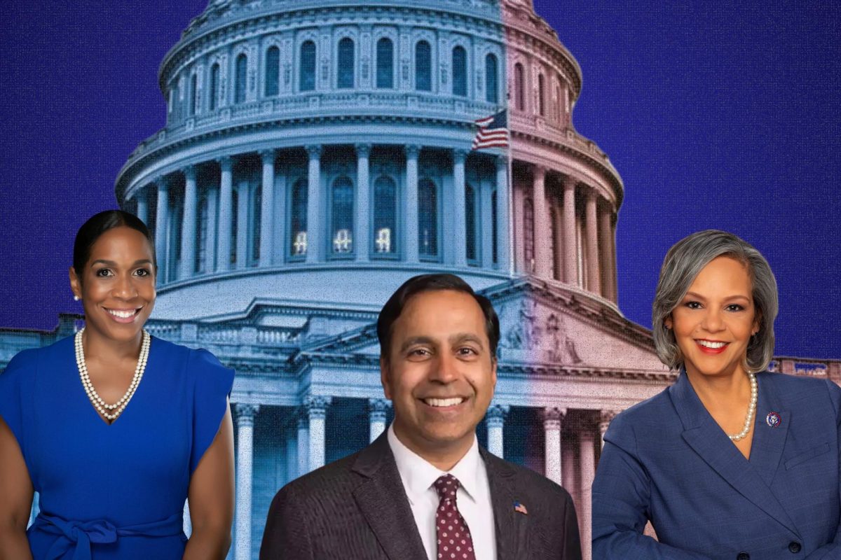 Three people appear in front of the U.S. Capitol Building on a blue background.